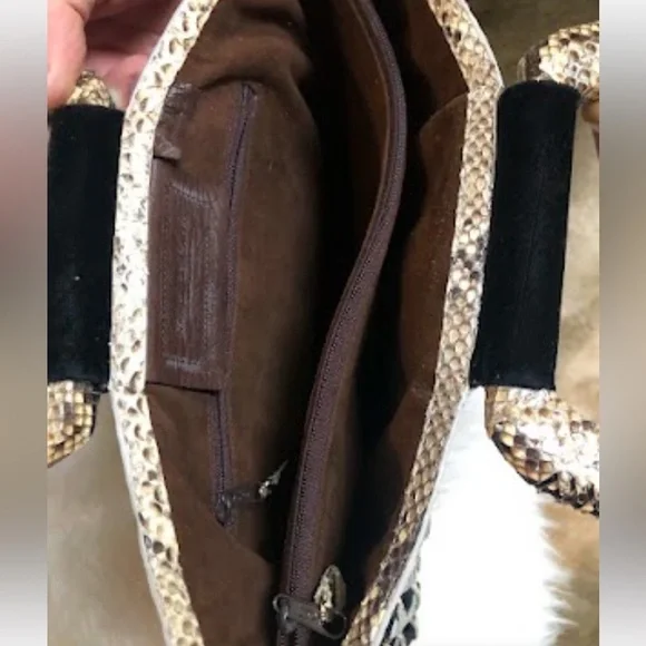 LUXURY PYTHON SNAKESKIN NANCY GONZALES BASKETWEAVE VELVET CLASSIC PURSE TOTE BAG - Picture 12 of 14